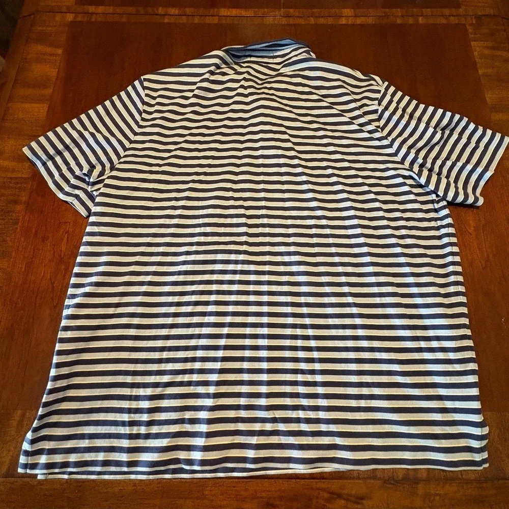 Polo‎ Ralph Lauren Striped Polo Shirt XXL Blue White Classic Fit Short Sleeve